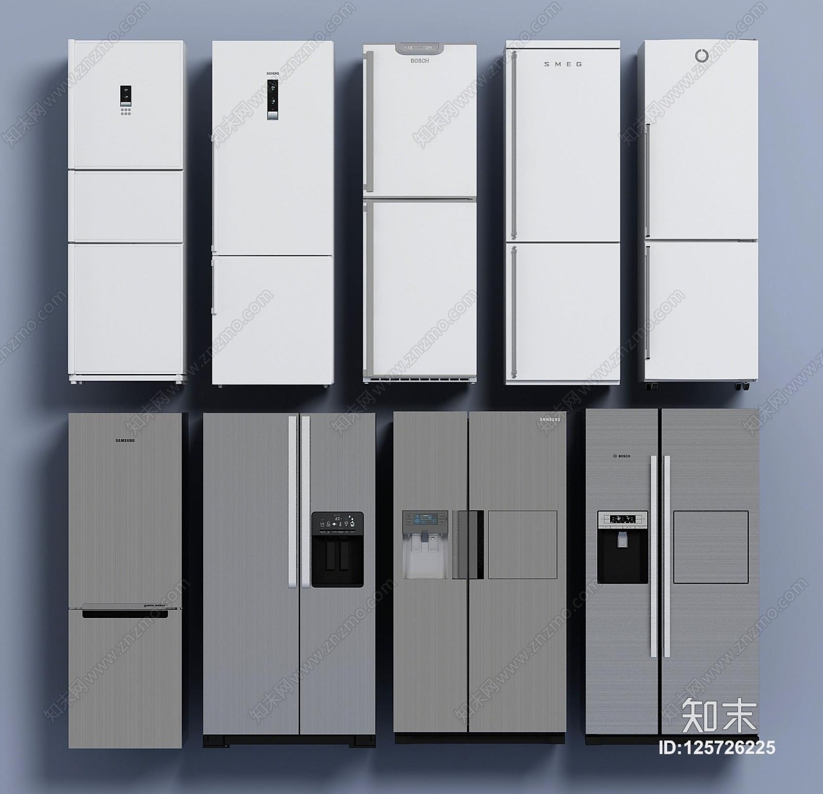 单开双开冰箱组合模型3D模型下载【ID:125726225】