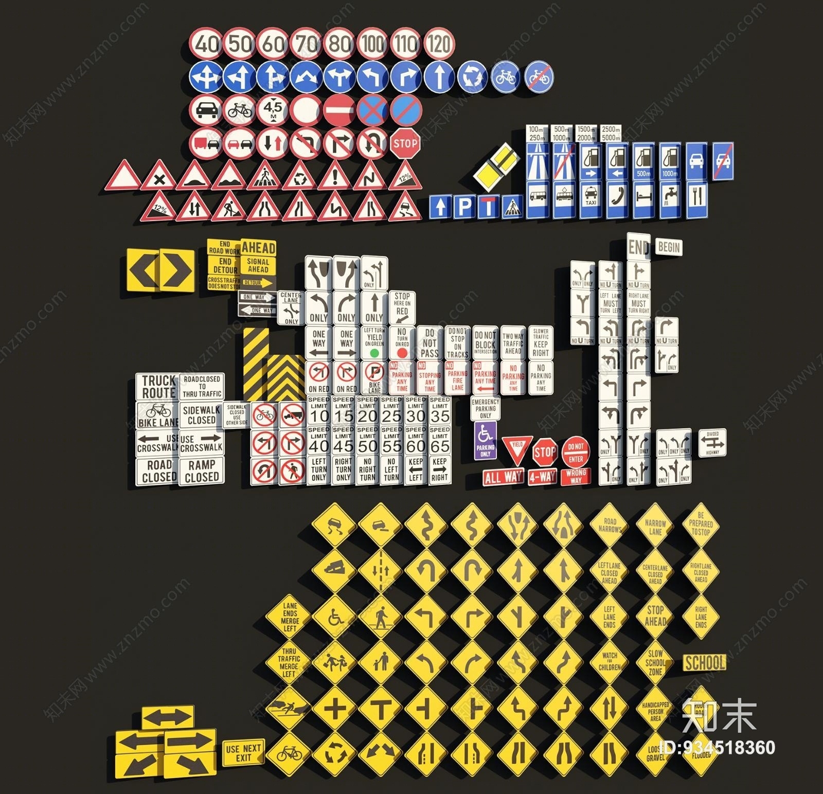 现代道路设施3D模型下载【ID:934518360】