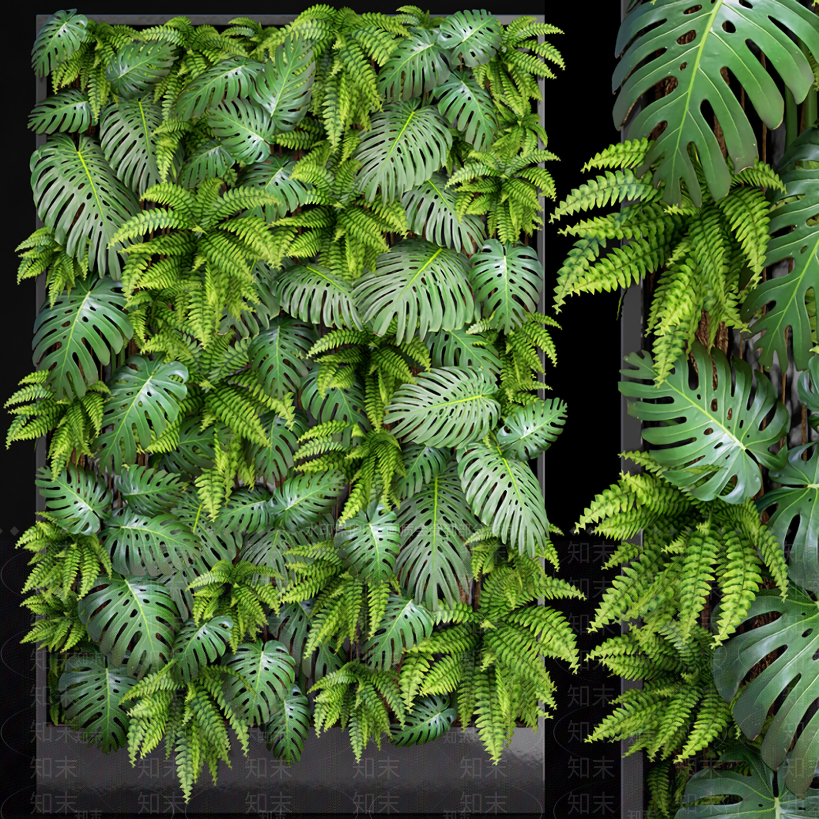 现代绿植墙3D模型下载【ID:433551222】