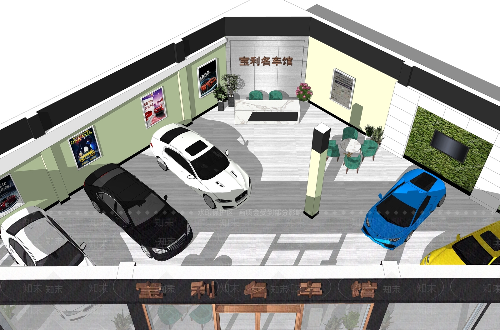 现代4S店汽车展厅SU模型下载【ID:232933511】