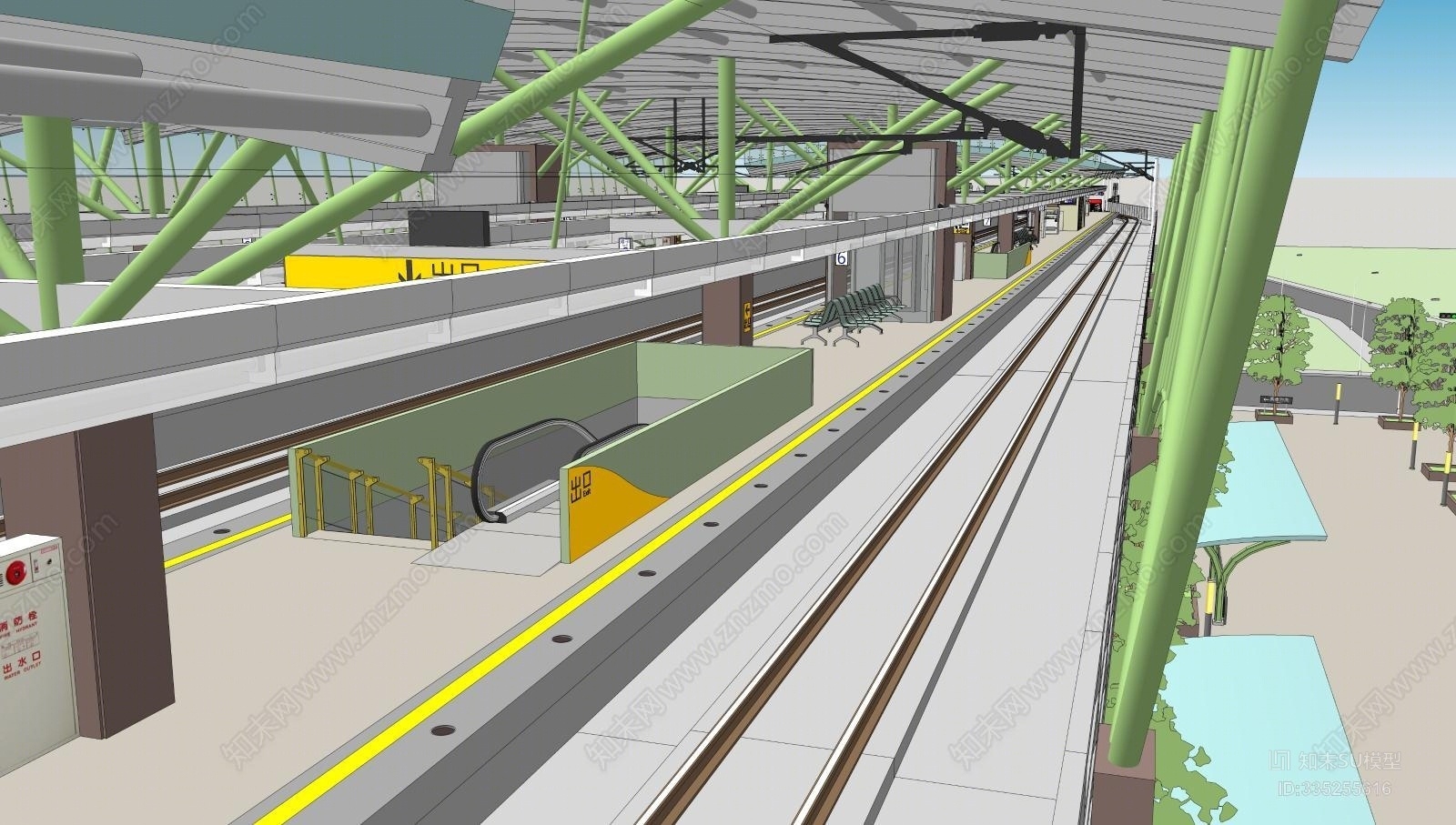 精细模型轻轨车站SU模型下载【ID:335255616】