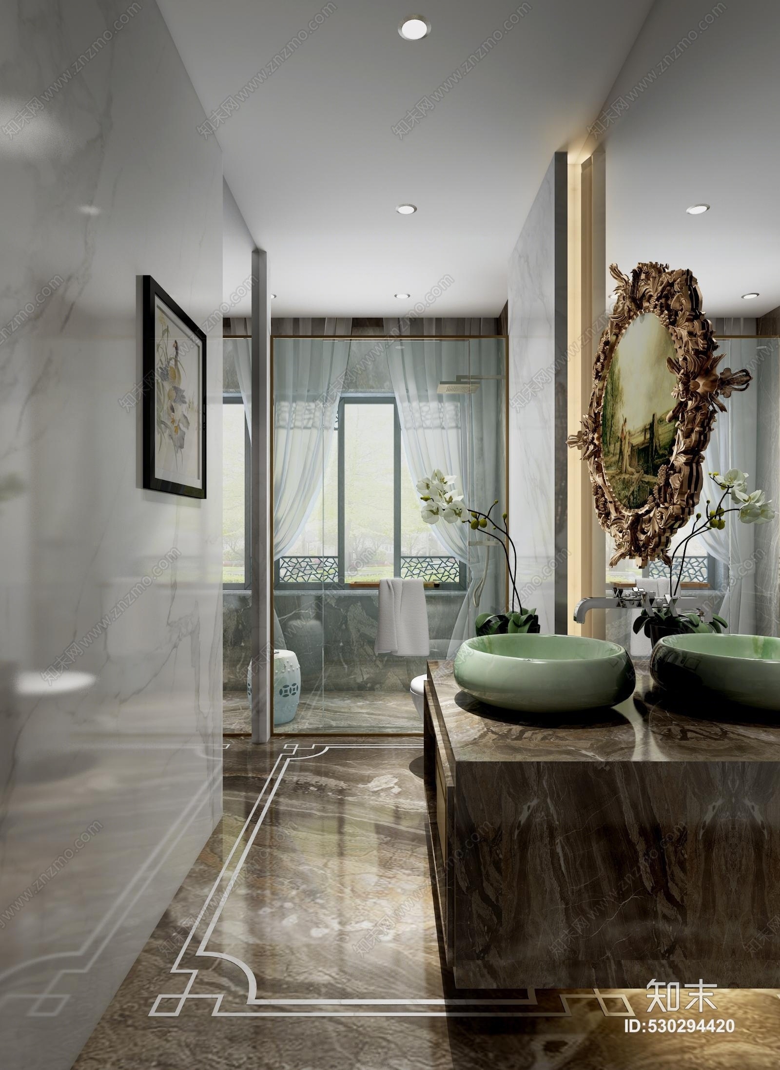 现代欧式镜子3D模型下载【ID:530294420】