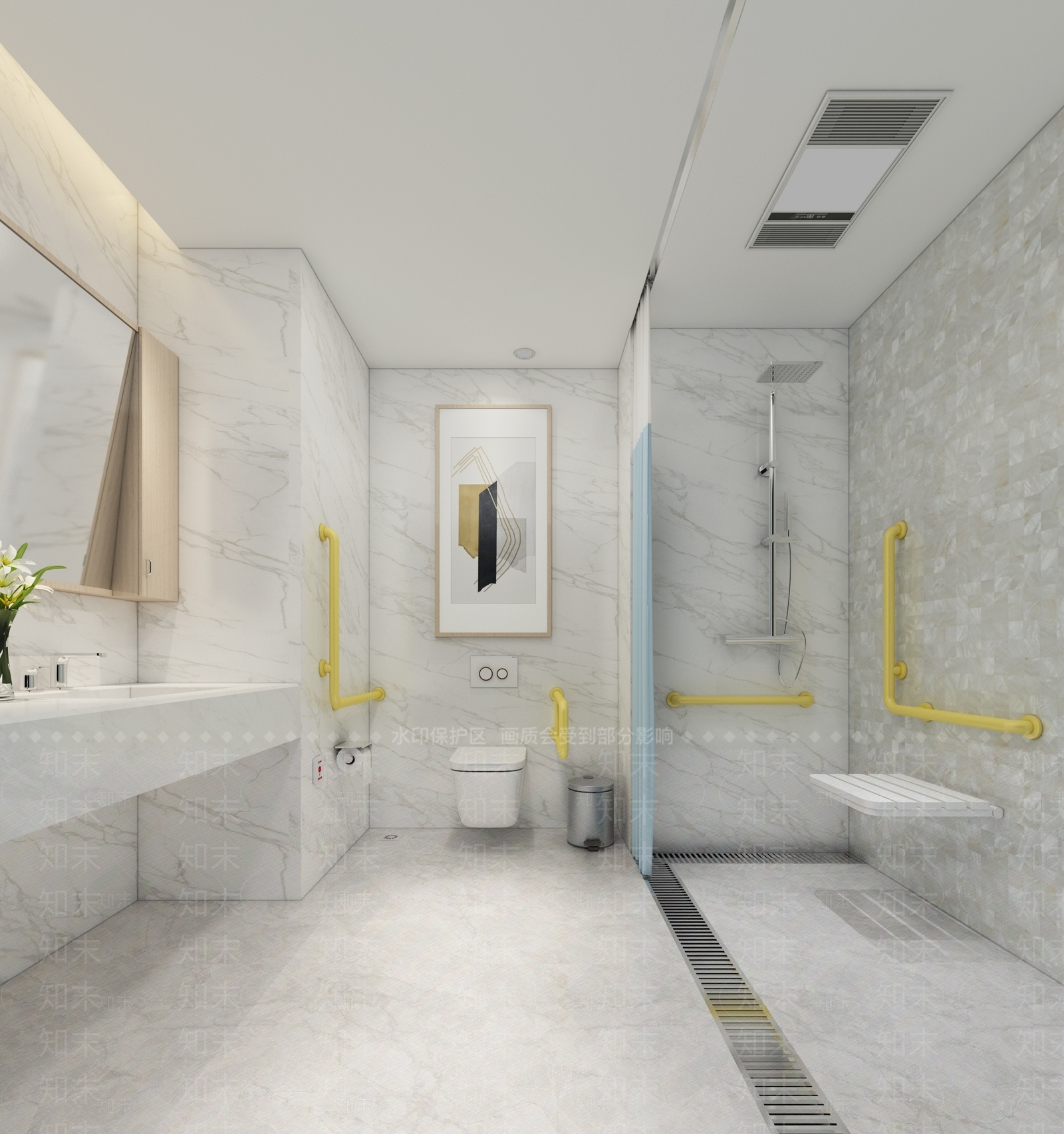 现代无障碍卫生间3D模型下载【ID:835082984】