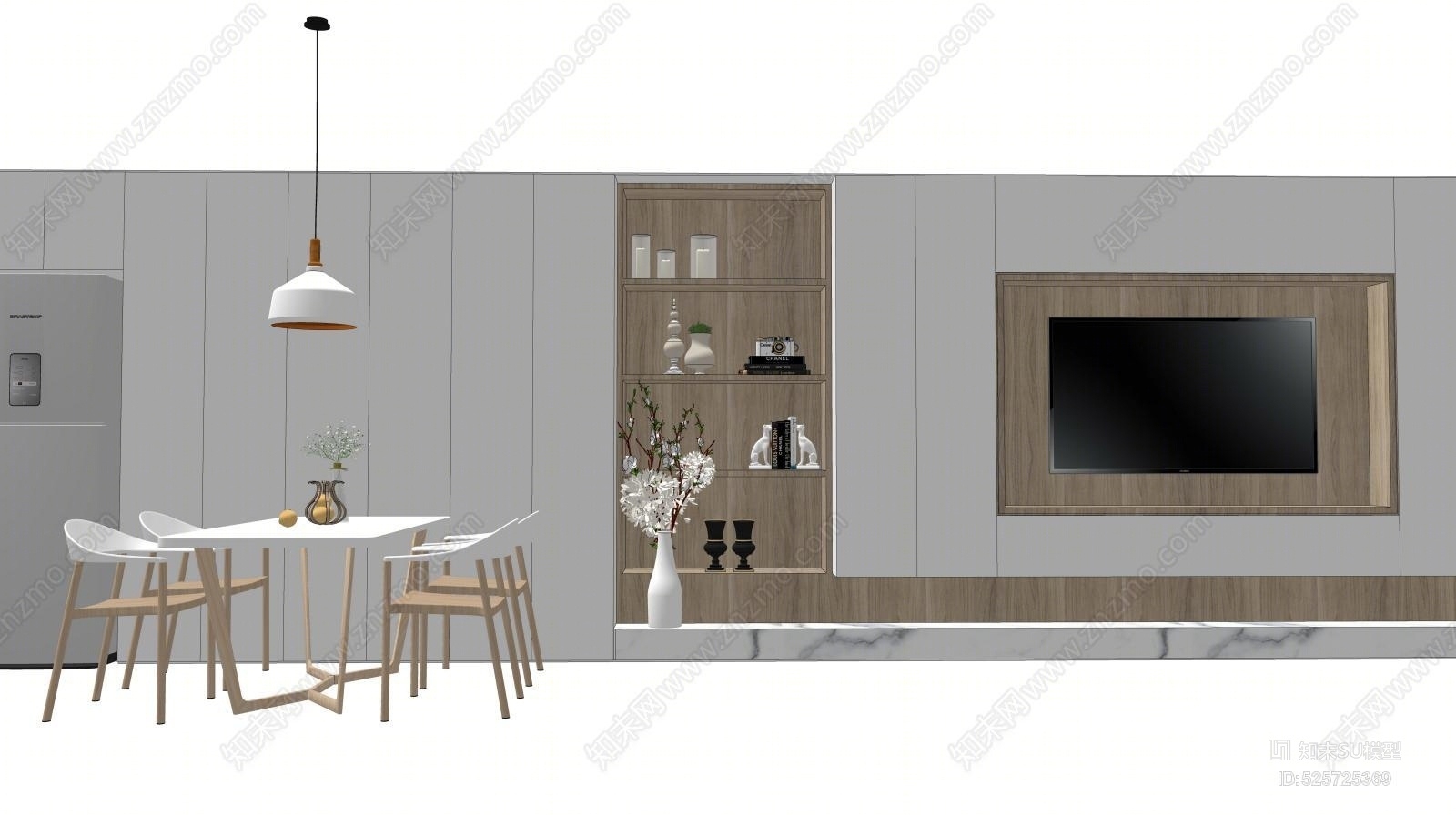 简欧家具组合SU模型下载【ID:525725369】