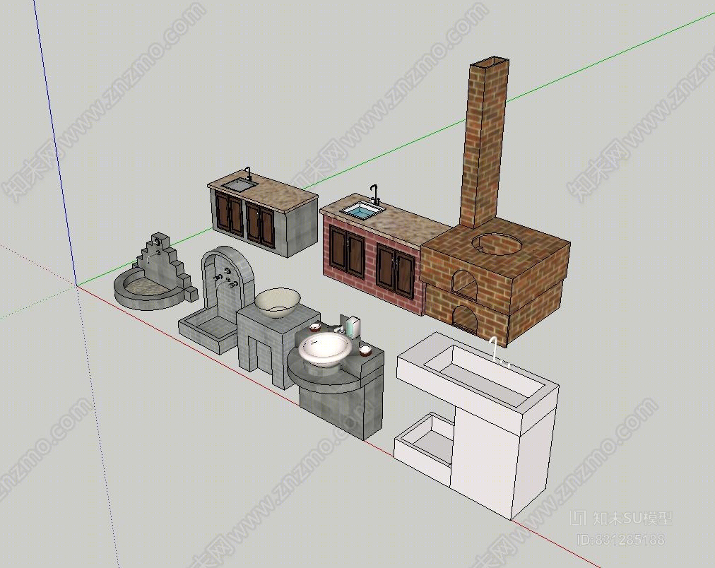 厨房灶台SU模型下载【ID:831285188】