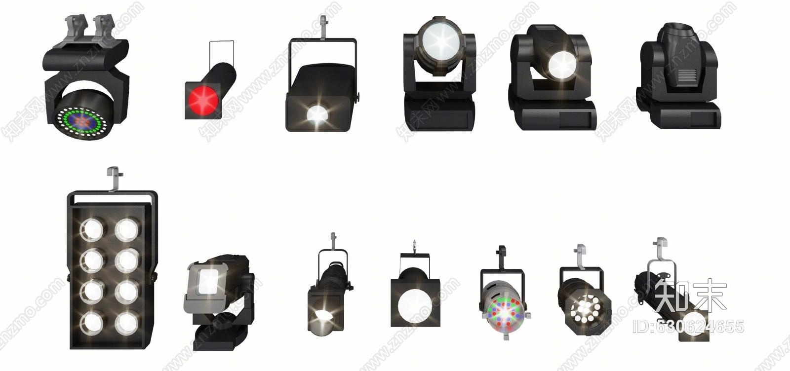 现代舞台射灯灯具照明组合模型3D模型下载【ID:630624655】