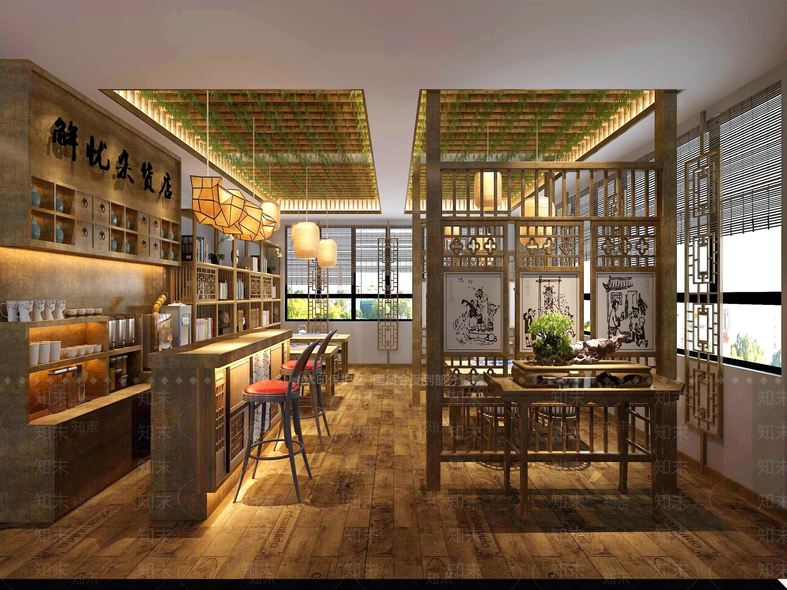 中式隔断3D模型下载【ID:332918112】