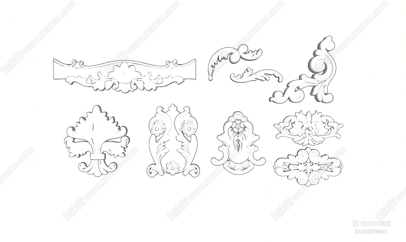 SU草图大师模型欧式雕花构件SU模型下载【ID:430079841】