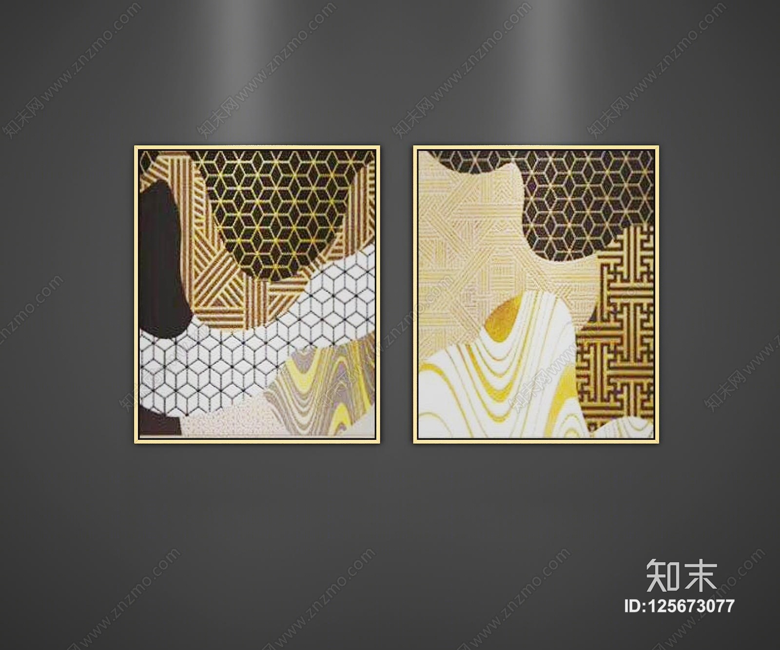 现代 新中式 组合 挂画 装饰画贴图贴图下载_现代 新中式 组合 挂画