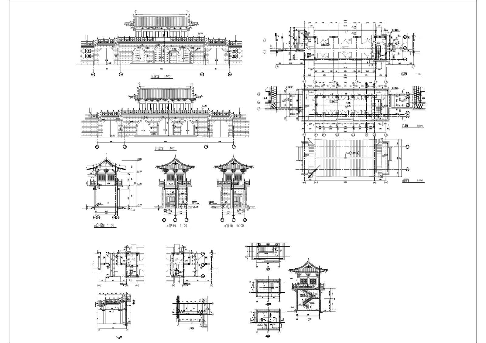 精选中式仿古建筑四合院民居住宅古建CAD施工图施工图下载【ID:331321962】