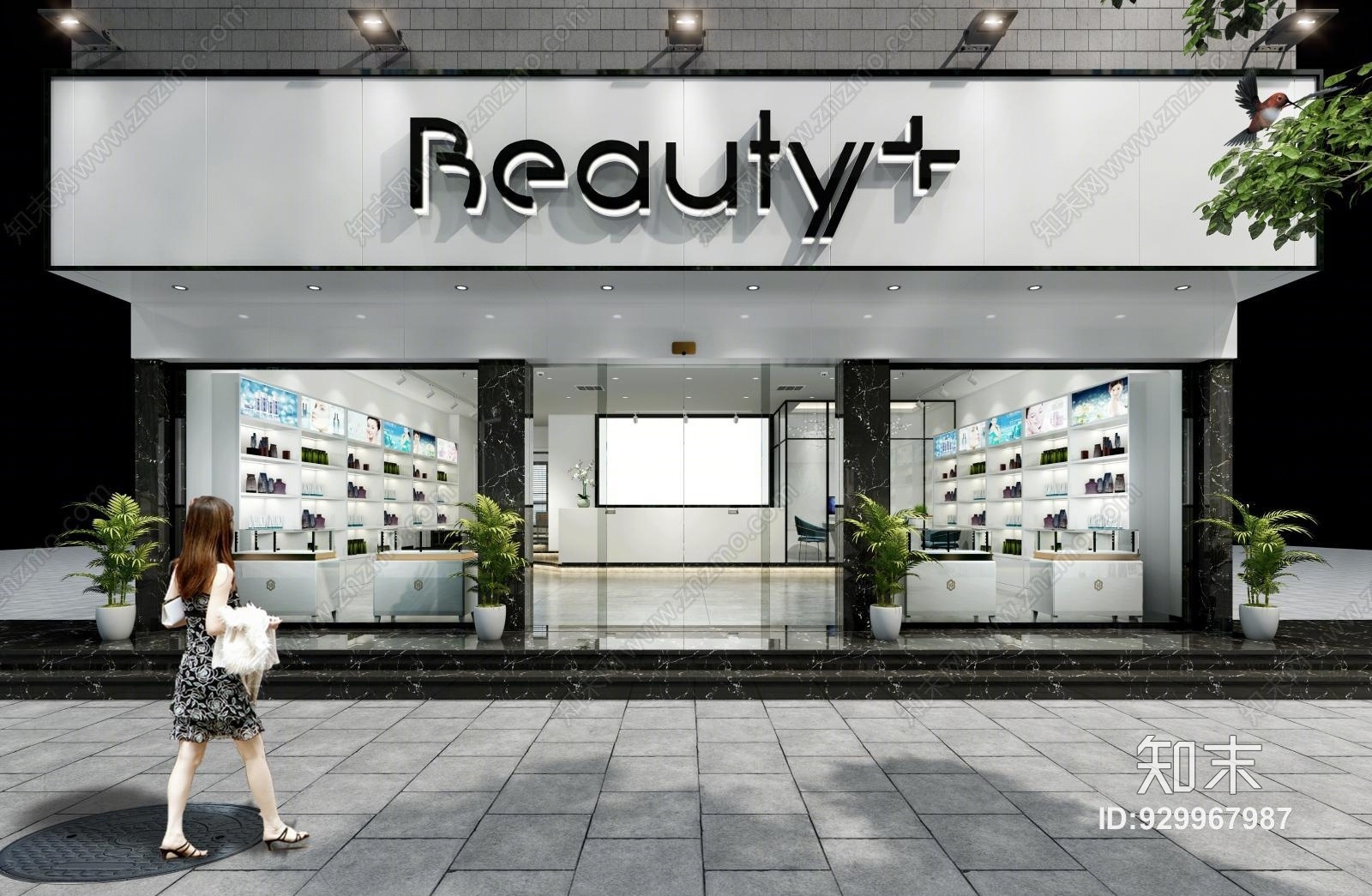 现代化妆店门头室内化妆品3D模型下载【ID:929967987】