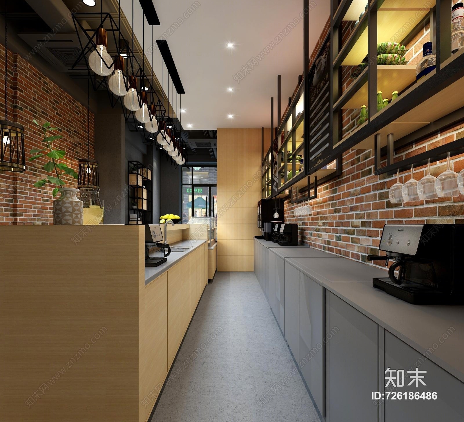 工业风现代咖啡店3D模型下载【ID:726186486】