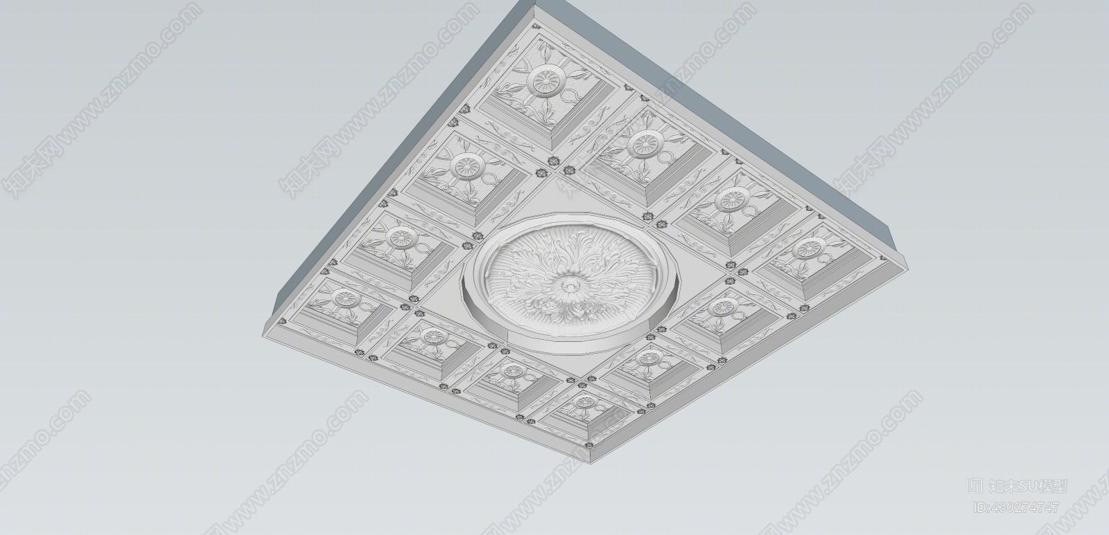 欧式室内吊顶SU模型下载【ID:430274747】