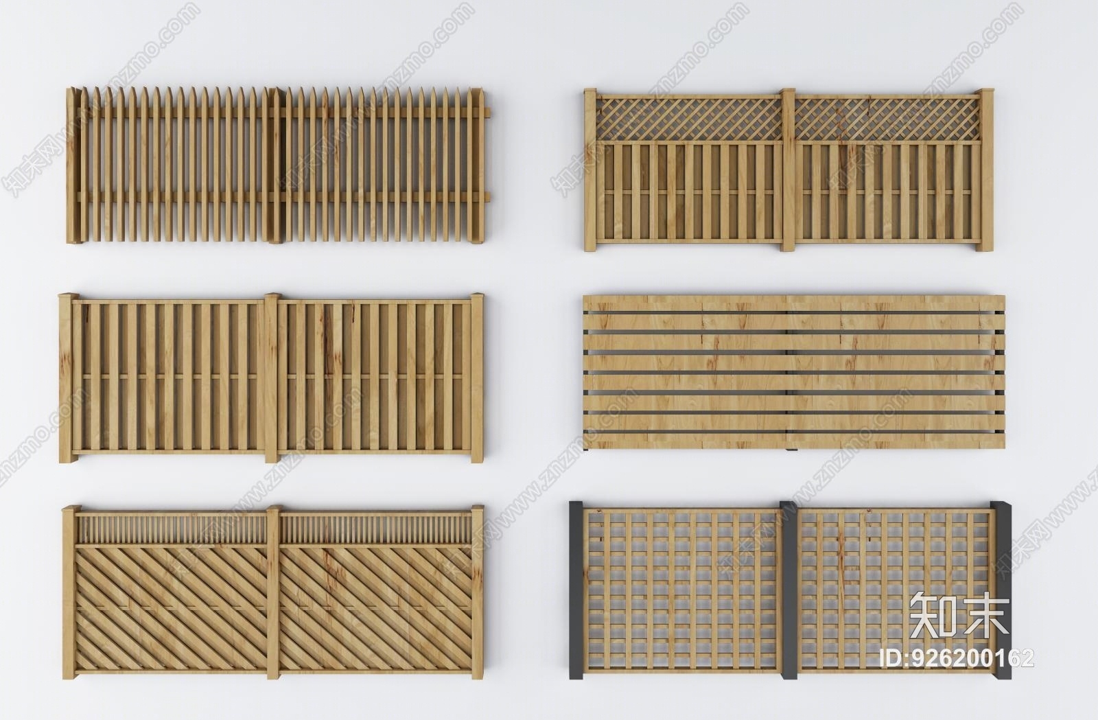 现代木质围栏篱笆模型3D模型下载【ID:926200162】