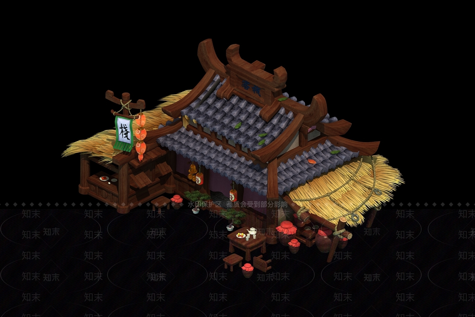 现代游戏古建筑3D模型下载【ID:233609801】