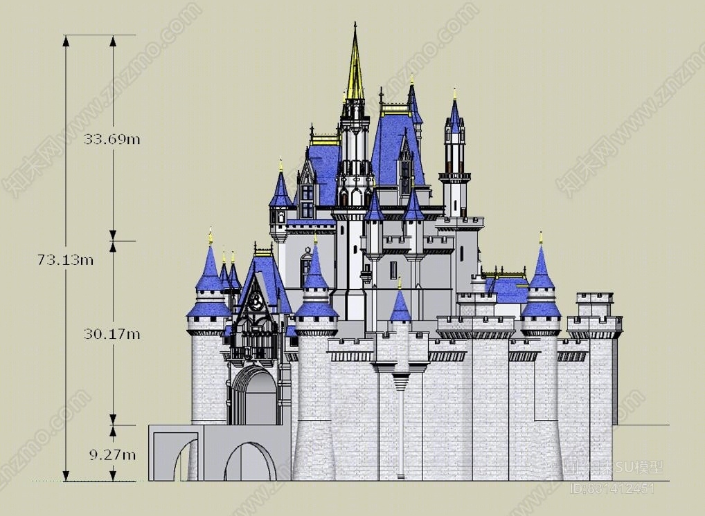 主题乐园城堡城堡SU模型下载【ID:831412451】