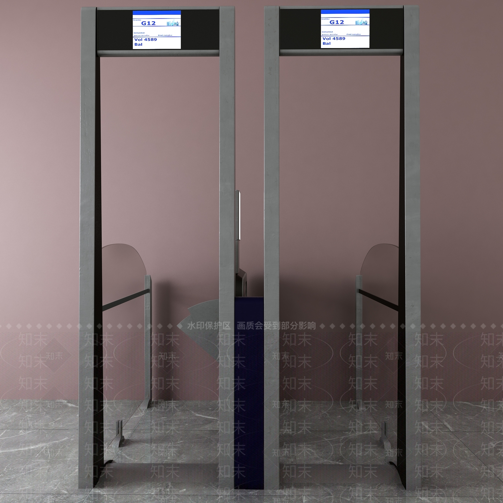 现代金属安检门3D模型下载【ID:433606548】