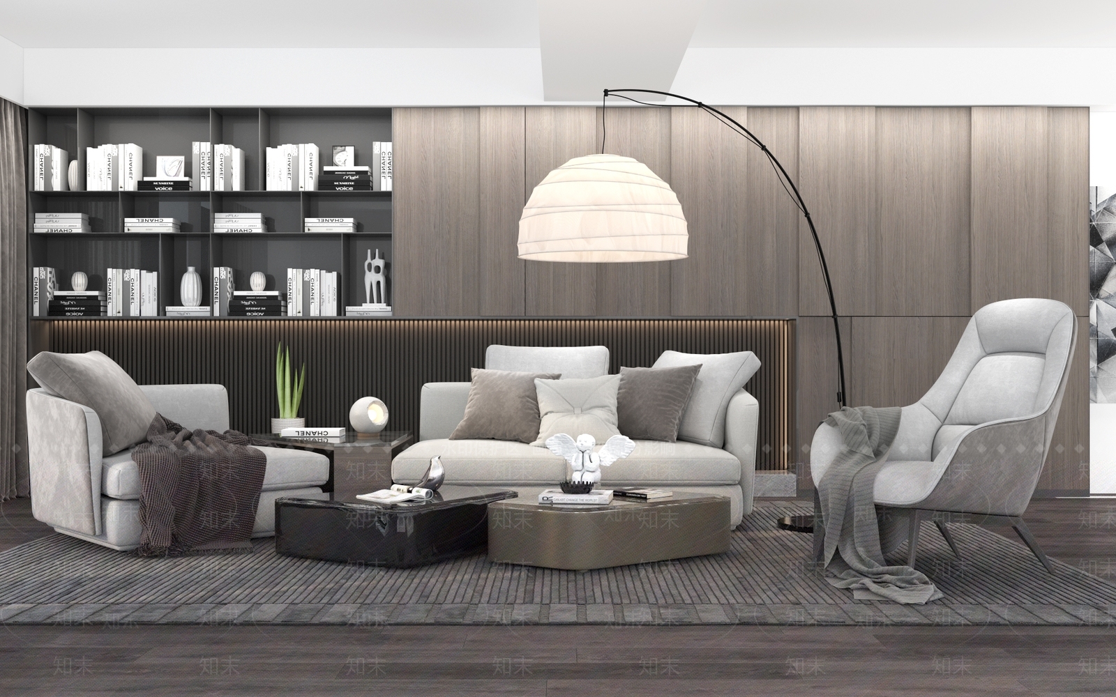 新古典现代客厅沙发组合3D模型下载【ID:732798781】