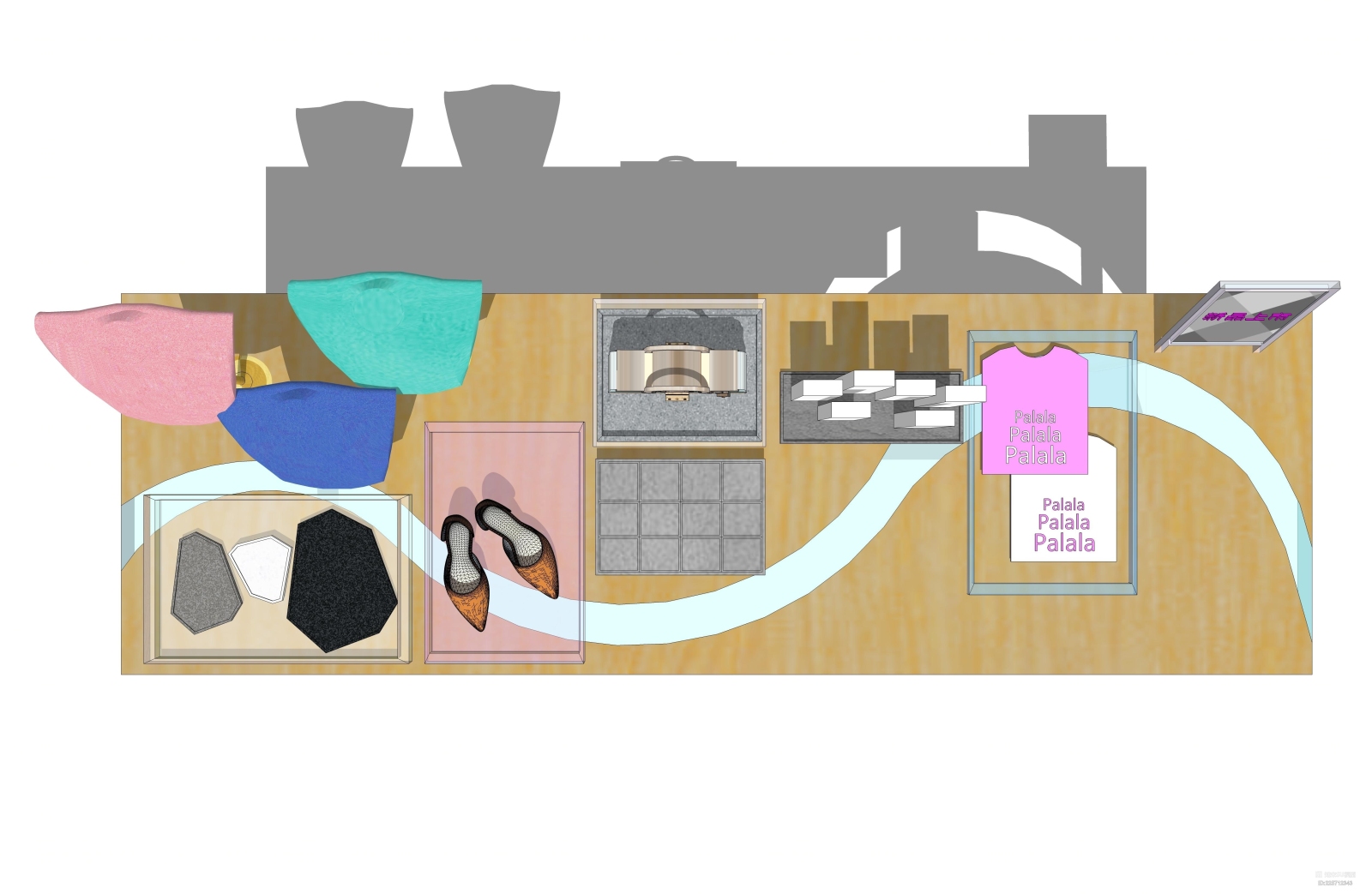 服装展台陈列设计SU模型下载【ID:225712343】