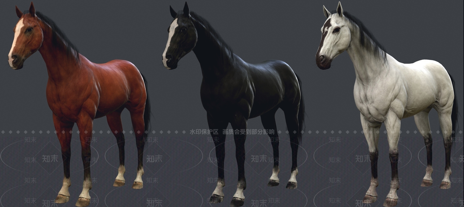 现代动物马3D模型下载【ID:834340678】