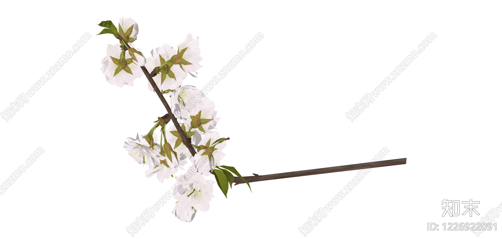 白色樱花树枝SU模型下载【ID:1226922091】