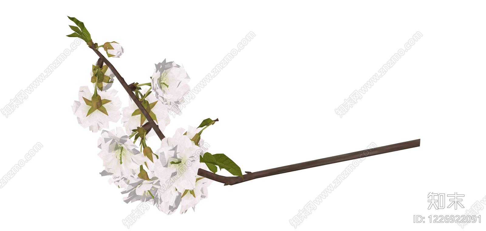 白色樱花树枝SU模型下载【ID:1226922091】