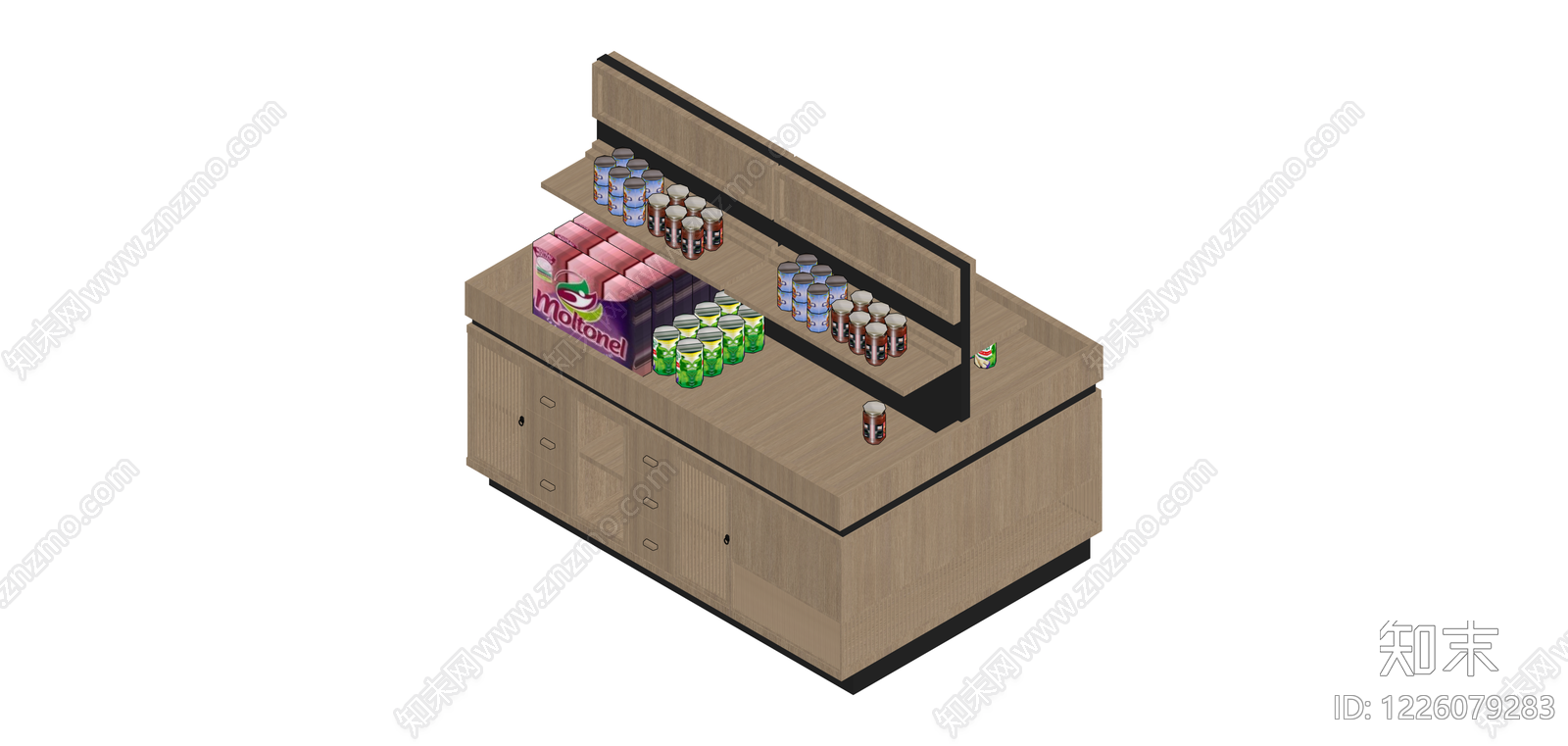 木纹陈列展示柜SU模型下载【ID:1226079283】