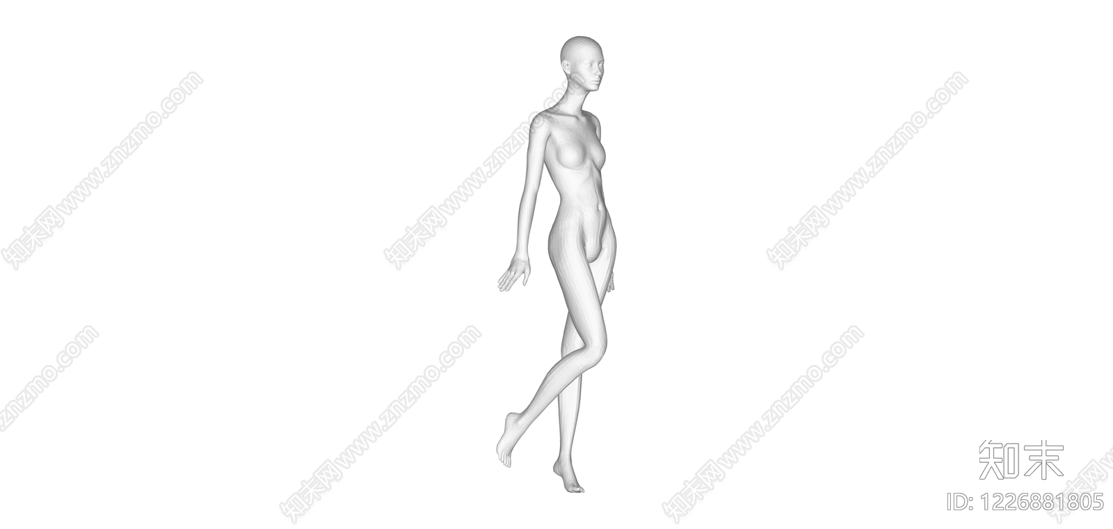 白模女性行走姿态SU模型下载【ID:1226881805】