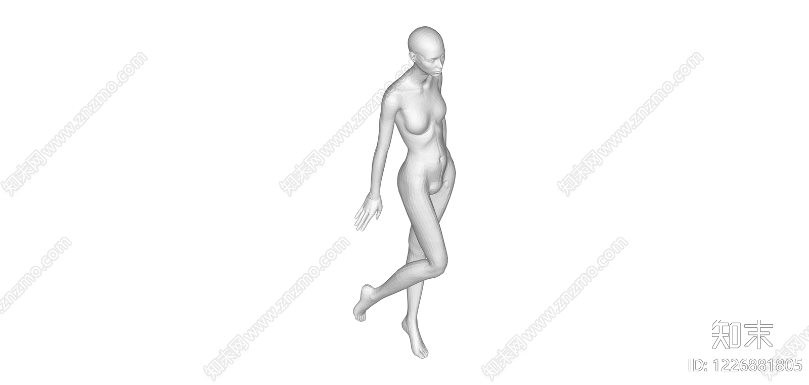 白模女性行走姿态SU模型下载【ID:1226881805】