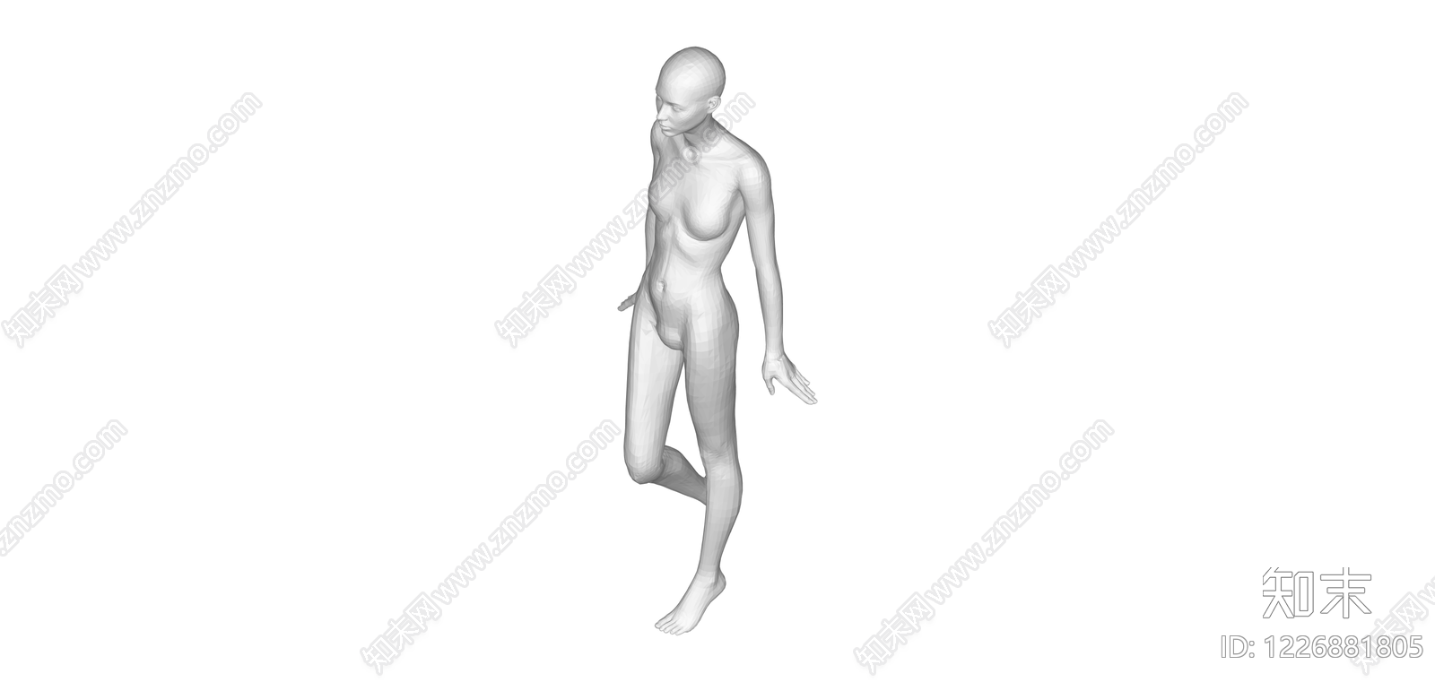 白模女性行走姿态SU模型下载【ID:1226881805】