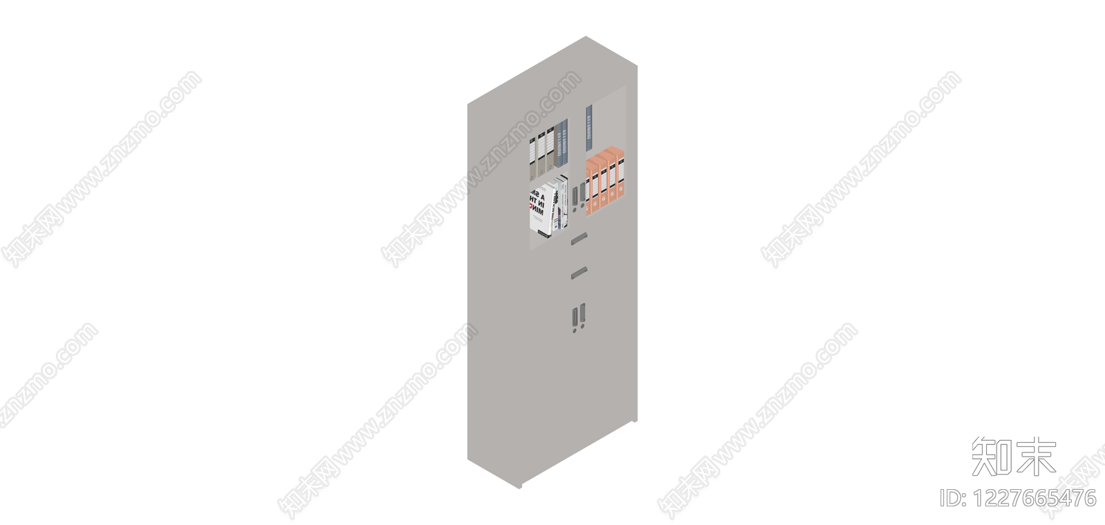 带书籍的灰色储物柜SU模型下载【ID:1227665476】