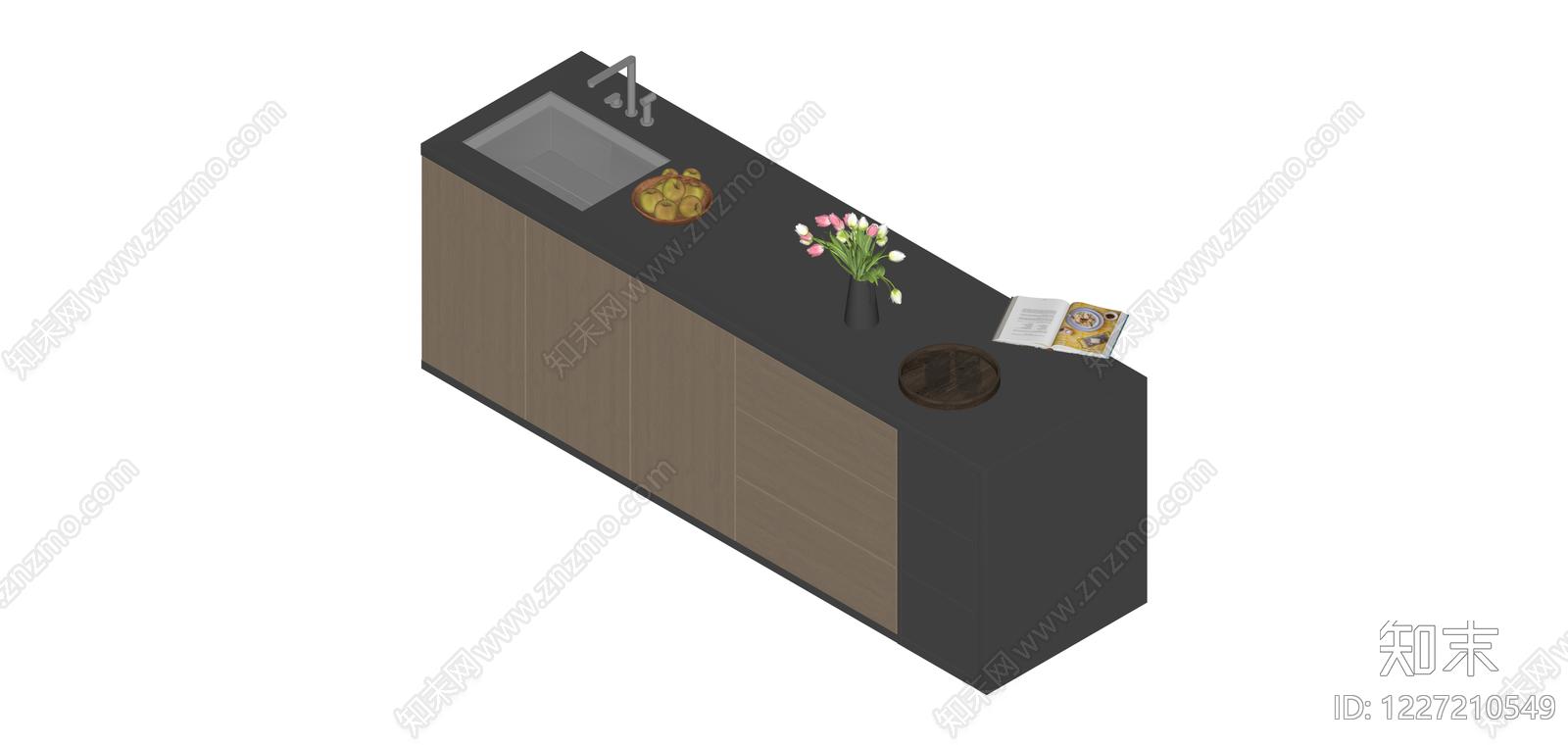 现代厨房岛台组合SU模型下载【ID:1227210549】