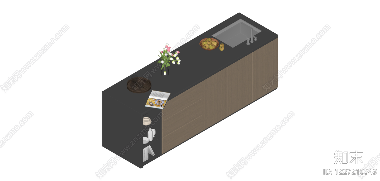 现代厨房岛台组合SU模型下载【ID:1227210549】