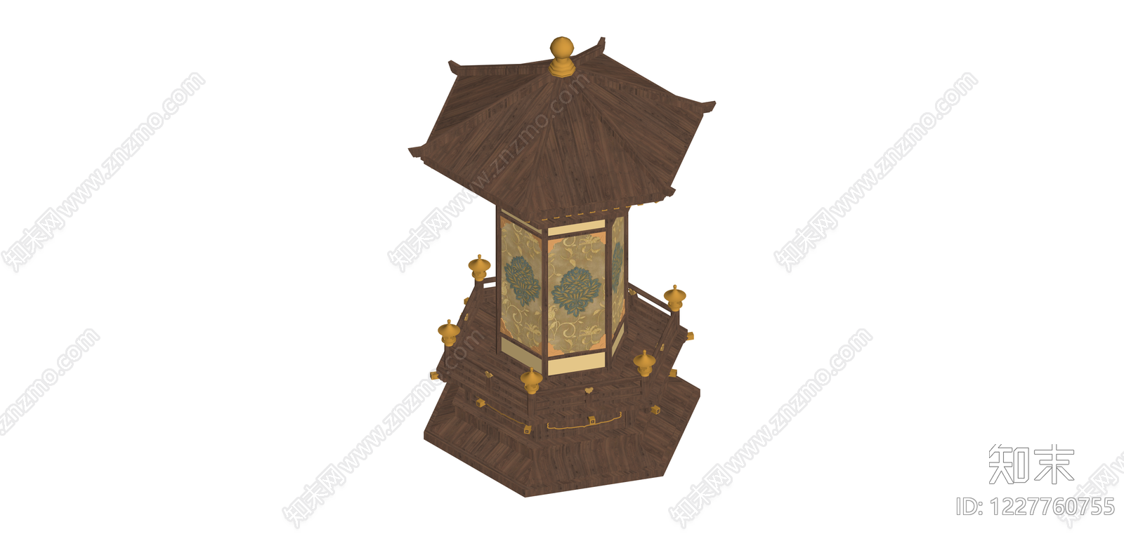 中式木质景观凉亭SU模型下载【ID:1227760755】