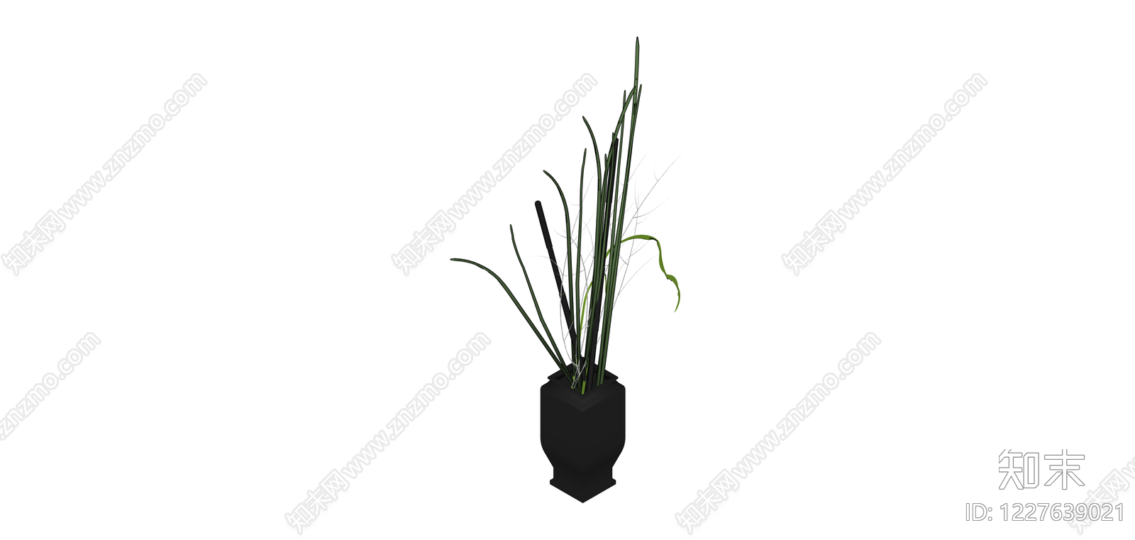黑色花瓶插花艺组合SU模型下载【ID:1227639021】