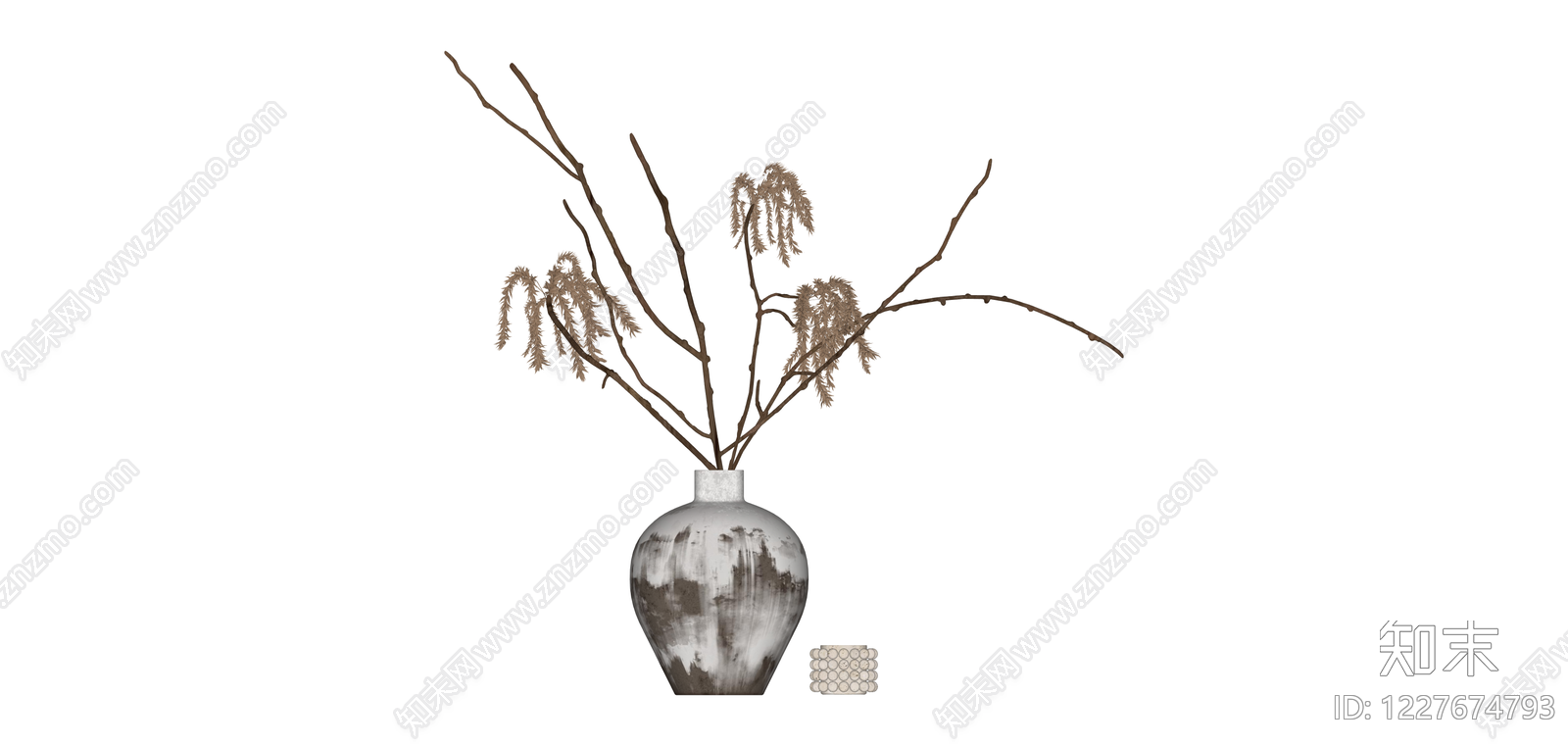 带干枝花艺的花瓶组合SU模型下载【ID:1227674793】