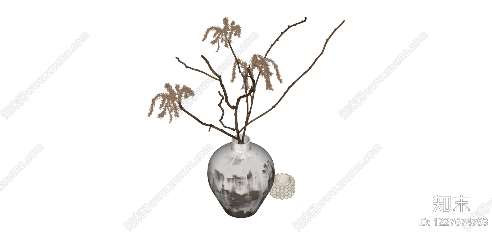 带干枝花艺的花瓶组合SU模型下载【ID:1227674793】