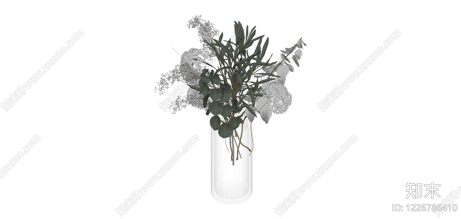 玻璃花瓶插花组合SU模型下载【ID:1226786410】