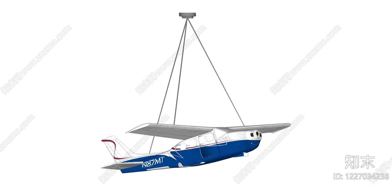蓝白涂装通用飞机模型SU模型下载【ID:1227034238】