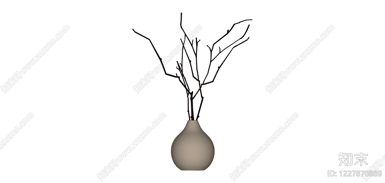 花瓶插枯枝装饰SU模型下载【ID:1227870889】