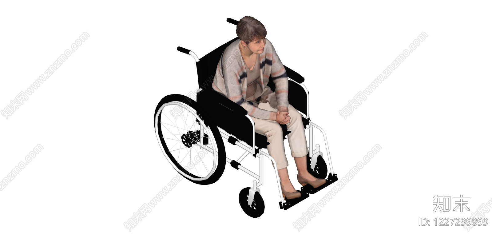 轮椅人物组合模型SU模型下载【ID:1227299899】