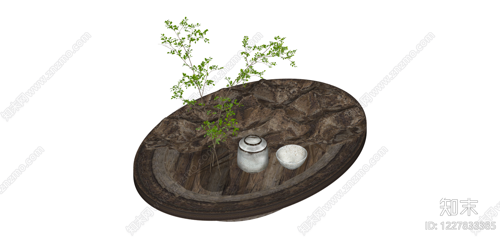 茶盘摆件组合SU模型下载【ID:1227833385】