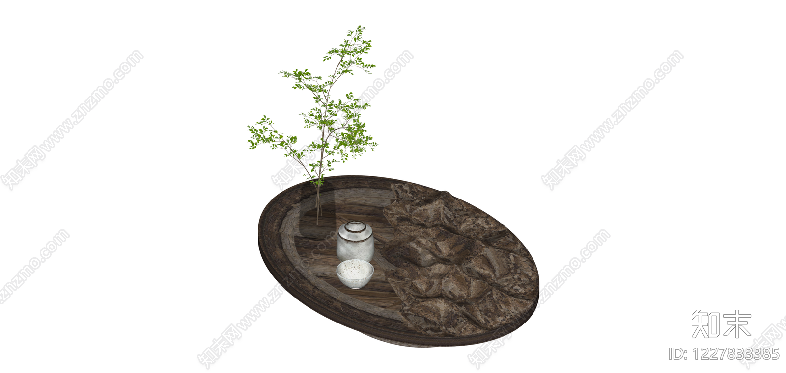 茶盘摆件组合SU模型下载【ID:1227833385】