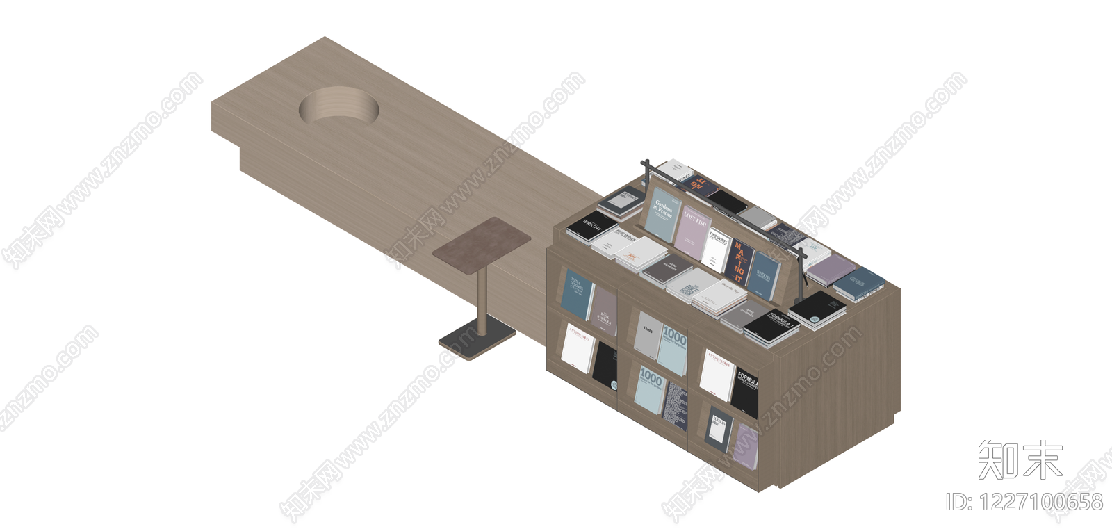 木质书店展示台SU模型下载【ID:1227100658】