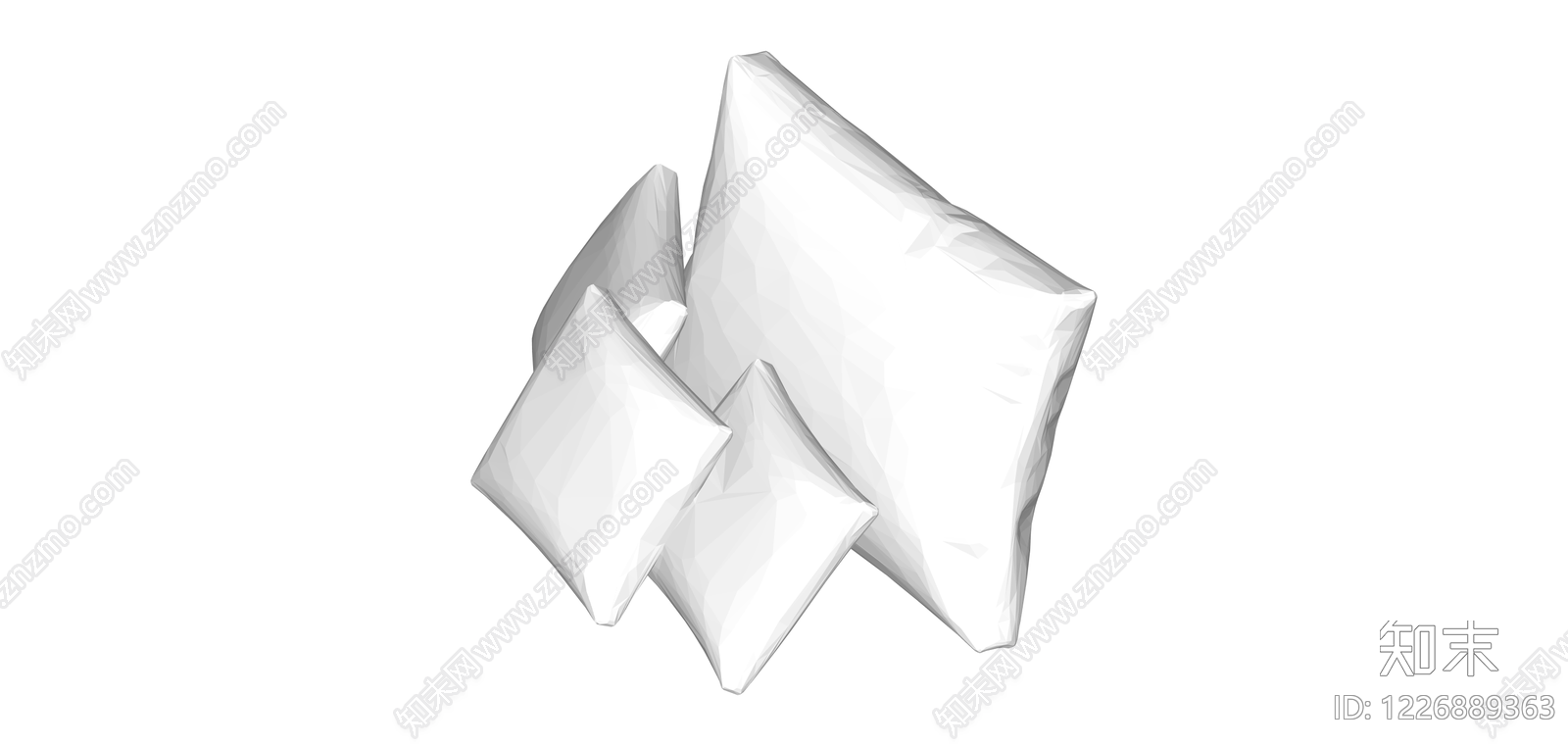 白色组合抱枕SU模型下载【ID:1226889363】