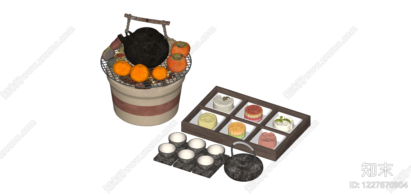 围炉煮茶组合家具SU模型下载【ID:1227870904】