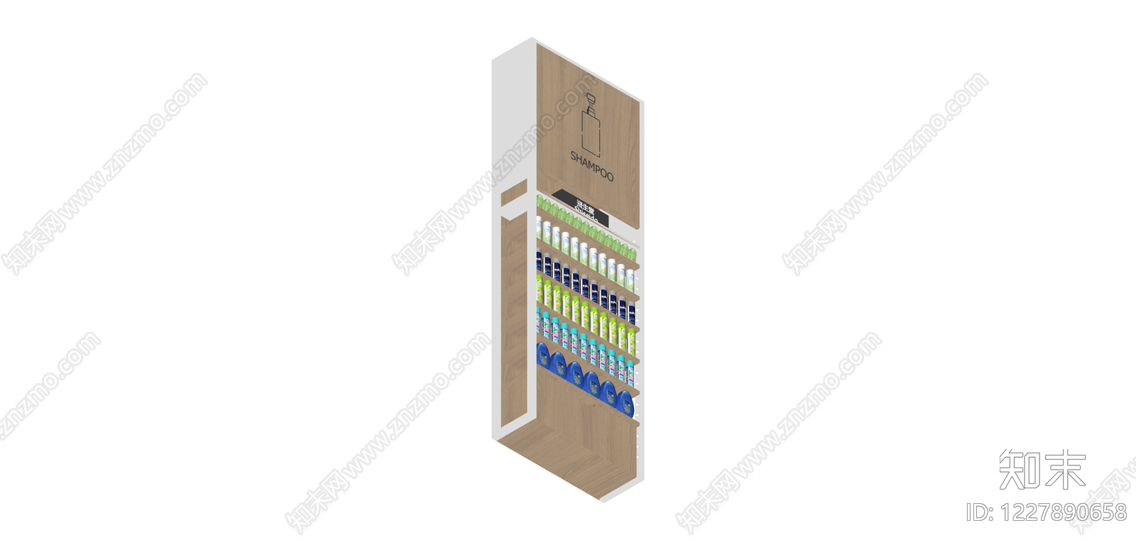 木纹材质洗浴用品展示架SU模型下载【ID:1227890658】