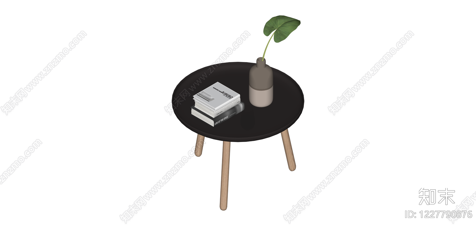 黑色圆形边几SU模型下载【ID:1227790876】