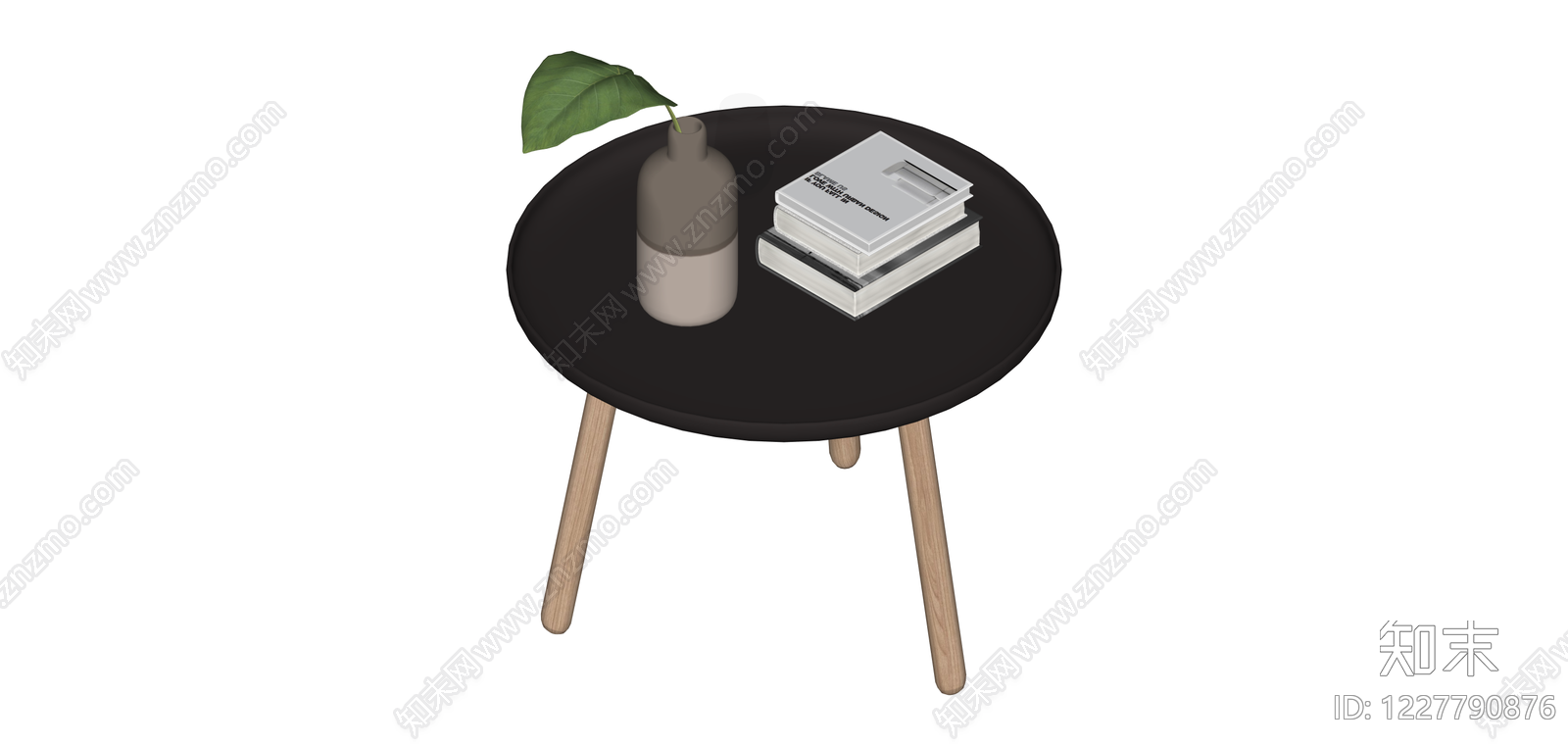 黑色圆形边几SU模型下载【ID:1227790876】