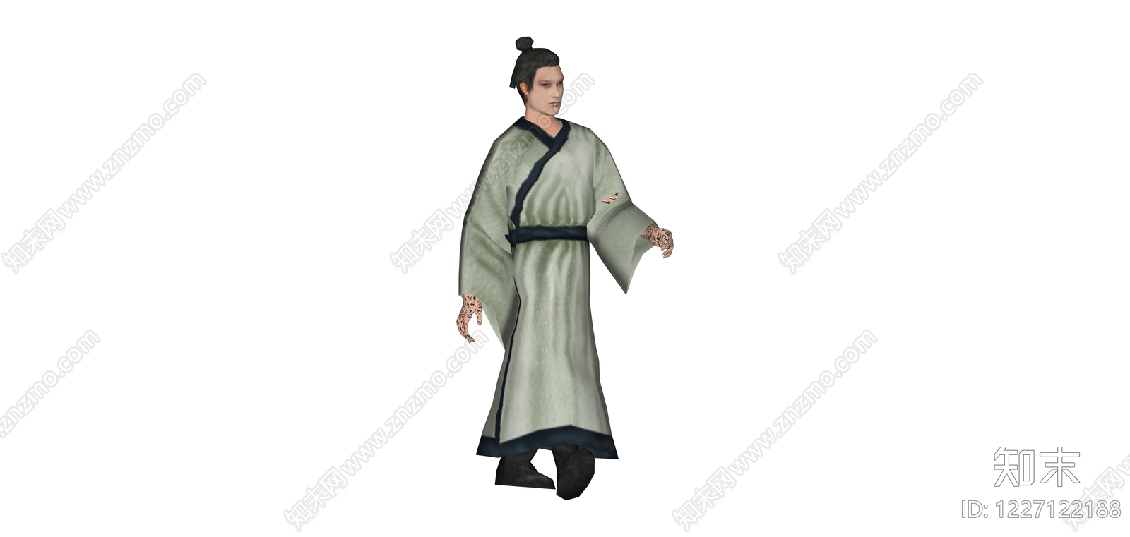 古装男子人物模型SU模型下载【ID:1227122188】